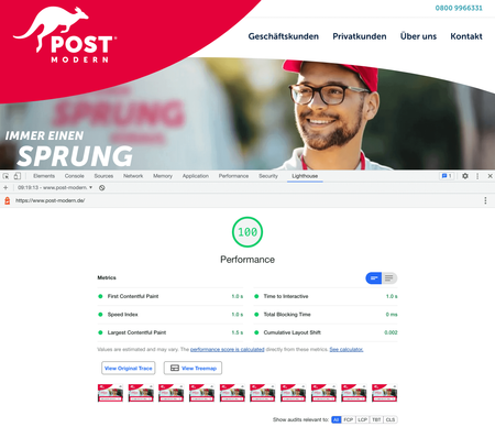 PostModern Kunden-Website - Projekt Vorschau